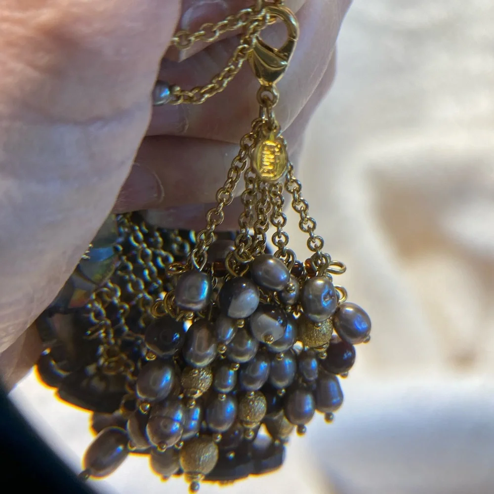 Beautiful Floral Faux Pearl Bracelet Gold Tone 7-8 3/4 Bohemian Style Rhinestone